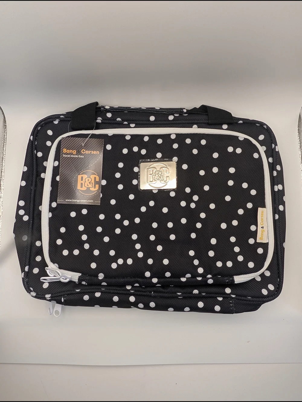 Bang & Carsten Large Hanging Travel Makeup Bag Folding Zipper Pockets, Black